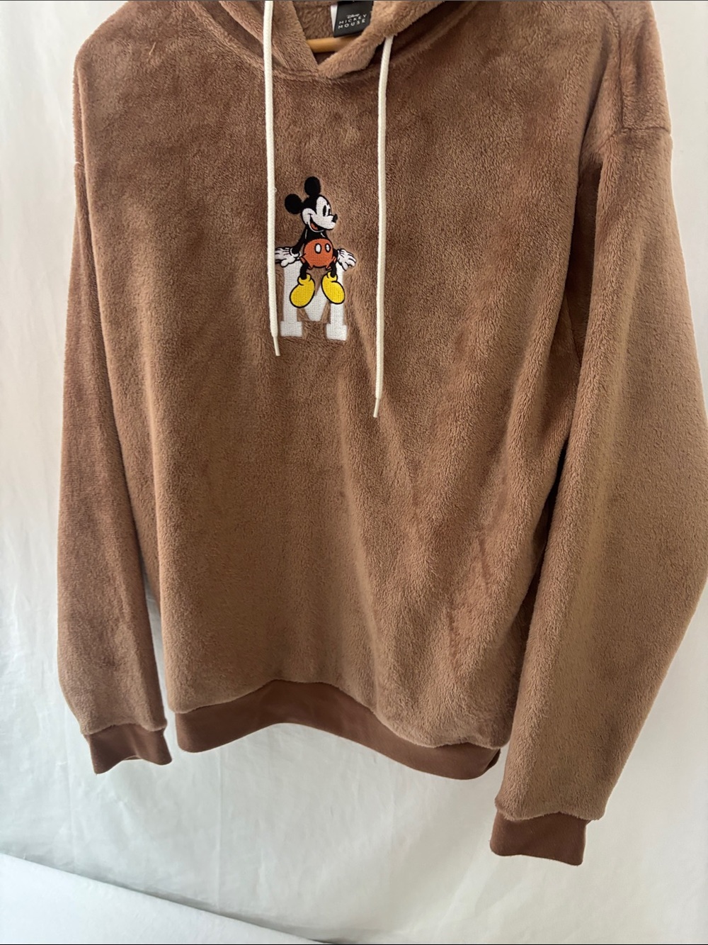 Disney Brown Crewneck Sweatshirt hoodie with Embroidered Mickey